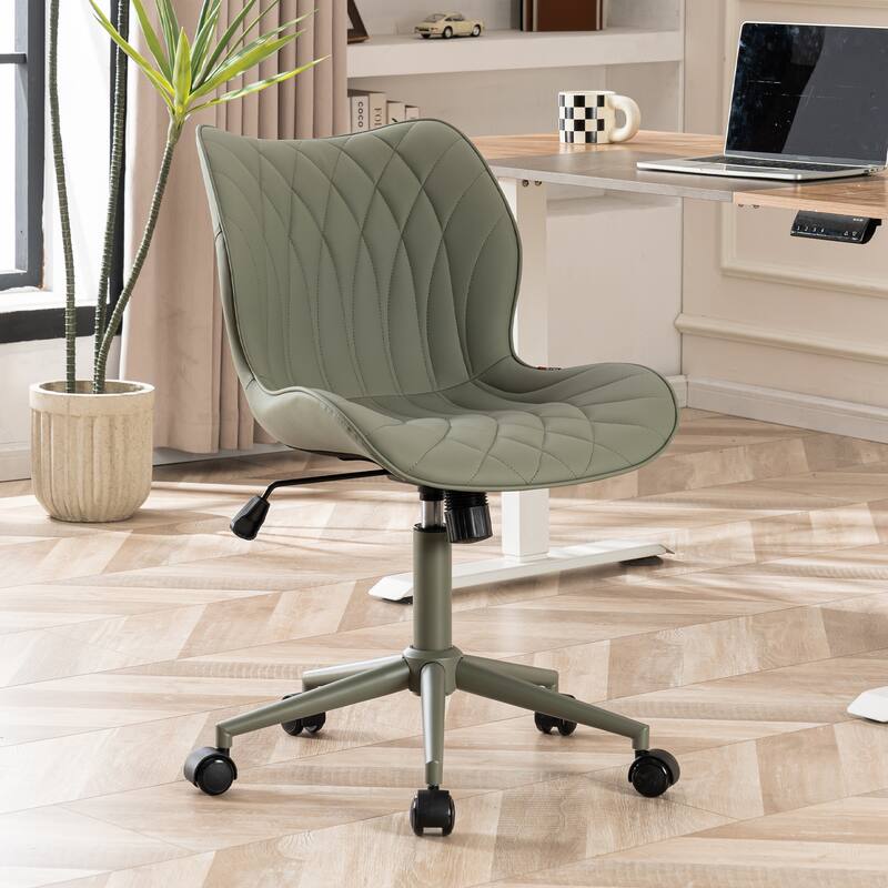 Swivel Armless Desk Chair Office Chairs Makeup Vanity Chair - Olive Green