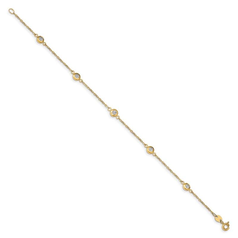 Curata 5mm 14k Two tone Gold Polished Sparkle Cut Bracelet 7.75 Inch