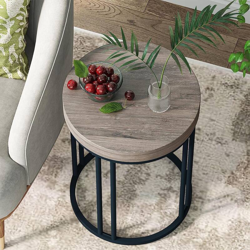 Round Side Table End Table, Modern Nightstand for Living Room Bedroom