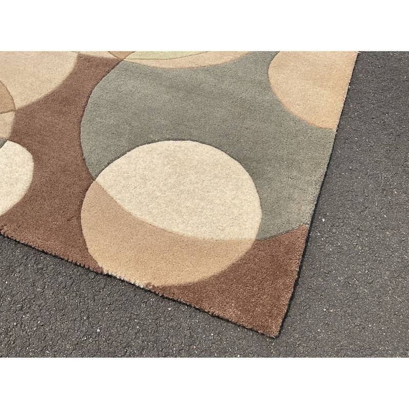 HERAT ORIENTAL Handmade Tibetan Modern Circles Wool Rug (4x6)(5x8)(8x10)