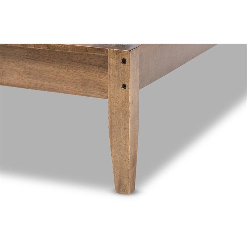 Mid-Century Platform Bed - Modern Grey Bed Frame, Solid Wood, Sleek Design, Easy Assembly