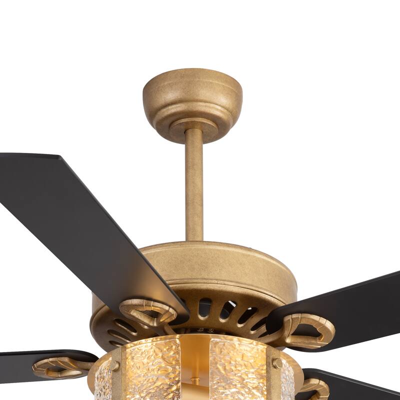 52" Reversible 5-Blade Caged Ceiling Fan with Light and Remote