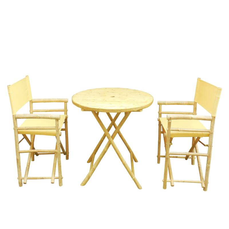 Zew Round 3-piece Bamboo Handcrafted Patio Set - Yellow