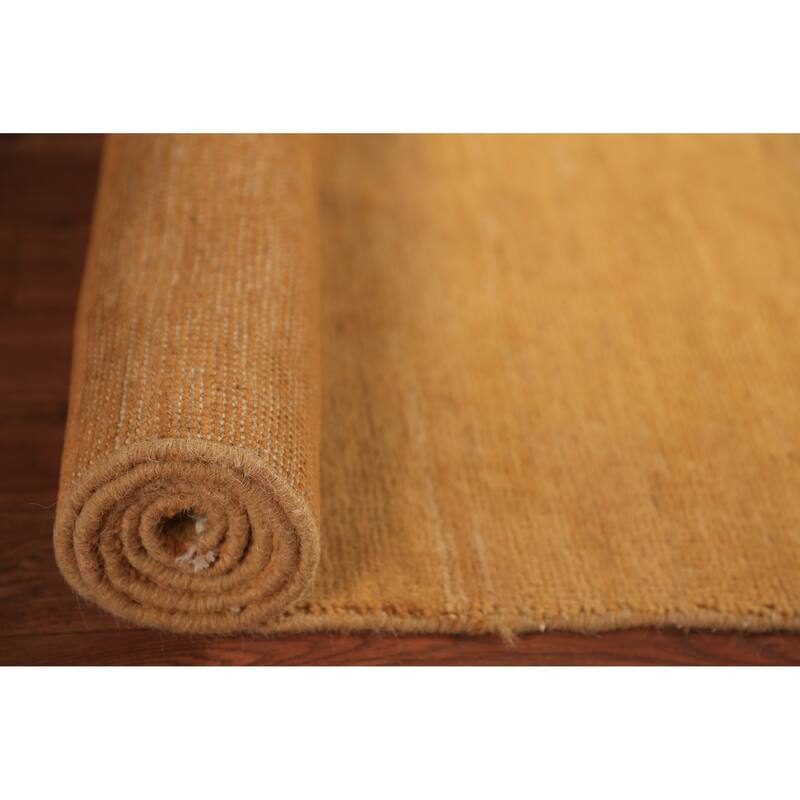 Yellow Modern Gabbeh Oriental Rug Hand-Knotted Wool Carpet - 2'7" x 6'0"