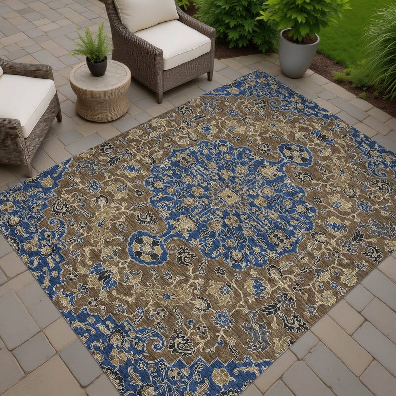 Machine Washable Indoor/ Outdoor Traditional Savannah Chantille Rug