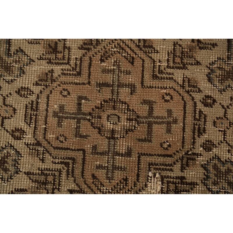 Geometric Tabriz Persian Vintage Rug Handmade Orange Wool Carpet - 9'6" x 12'9"