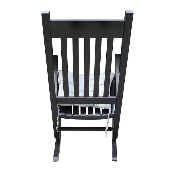 Shop Black Wooden Porch Rocker Chair With Cushion Overstock 32320667