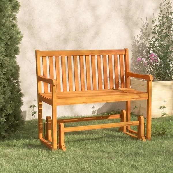 slide 2 of 8, vidaXL Patio Swing Bench 43.3" Solid Acacia Wood - 43.3" x 23" x 38.2"
