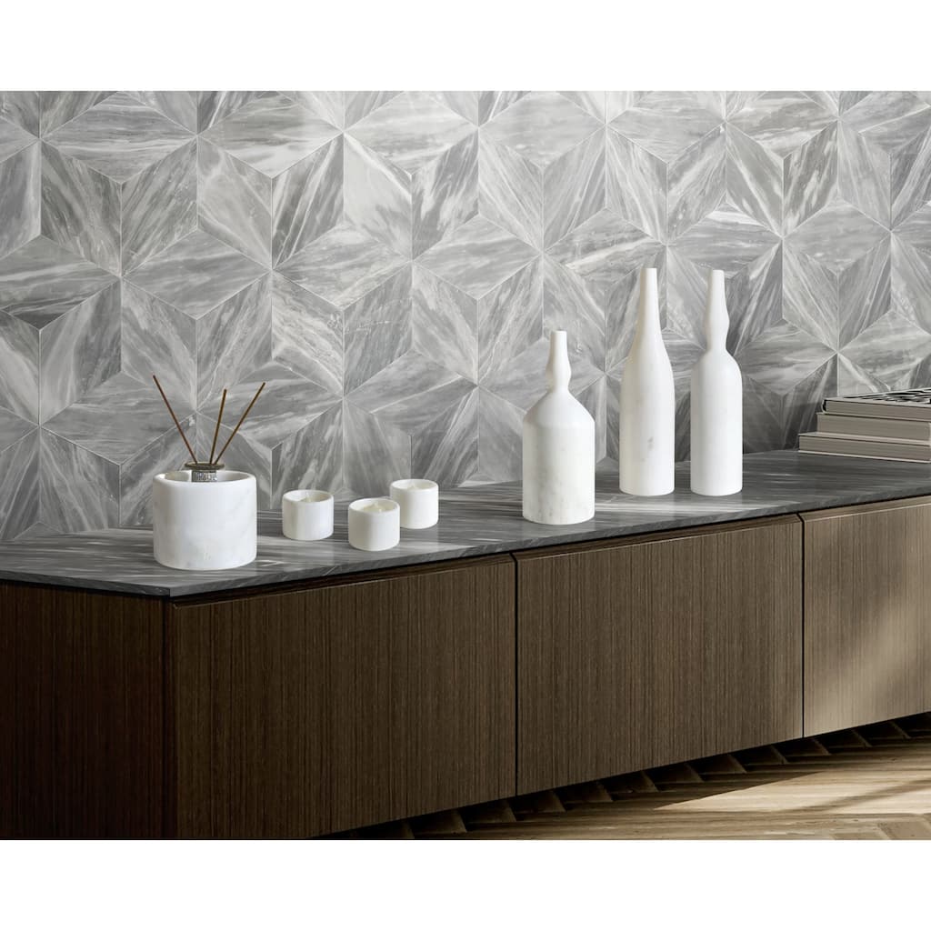 Roomfitters Natural Marble Living Room Accessories Set, Luxury 7-Piece Stone Decor Collection