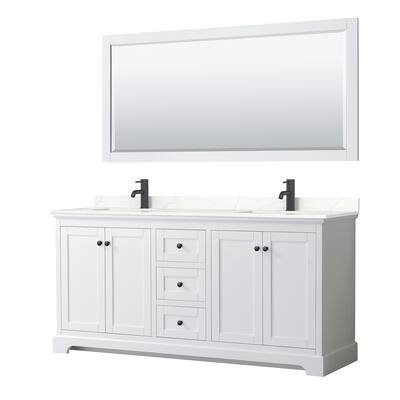 Avery 72-inch Double Vanity, Quartz Top, 70-inch Mirror