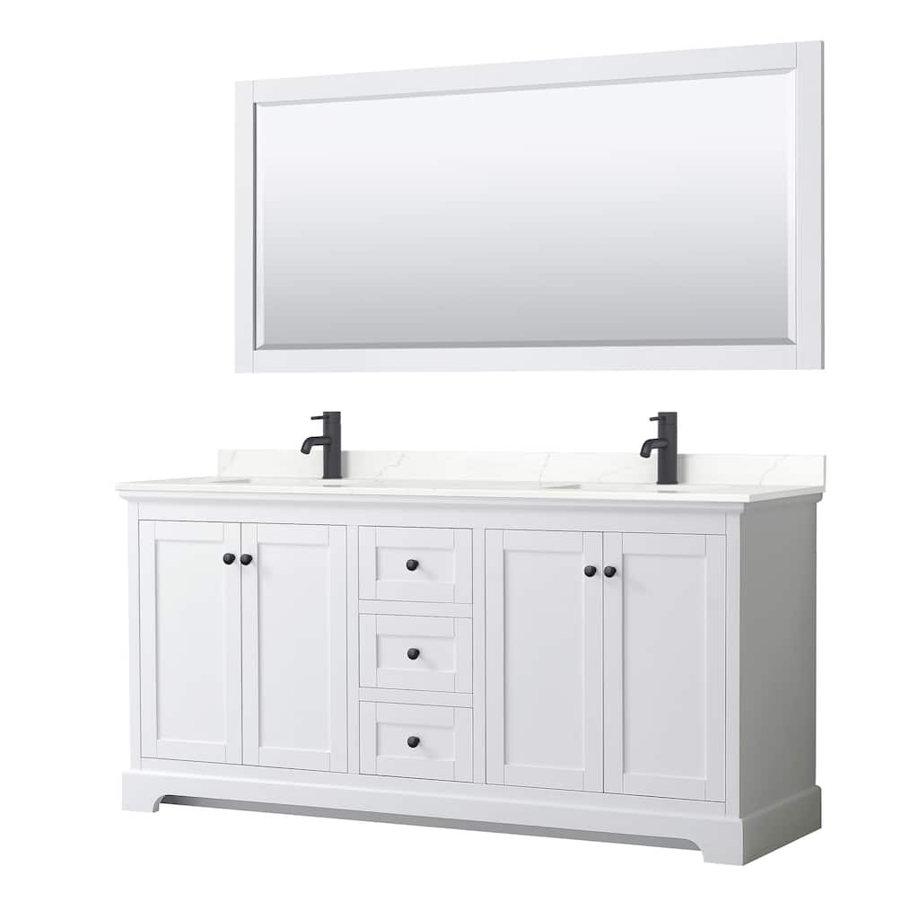 Avery 72-inch Double Vanity, Quartz Top, 70-inch Mirror