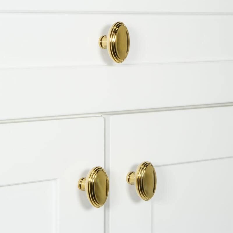 Grandeur ANNE-BRASS-KNOB Anneau 1-3/4" Solid Metal Classic Flat Oval