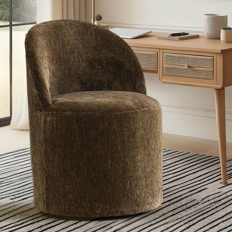 Upholstered Chenille Office Chair with Wheels
