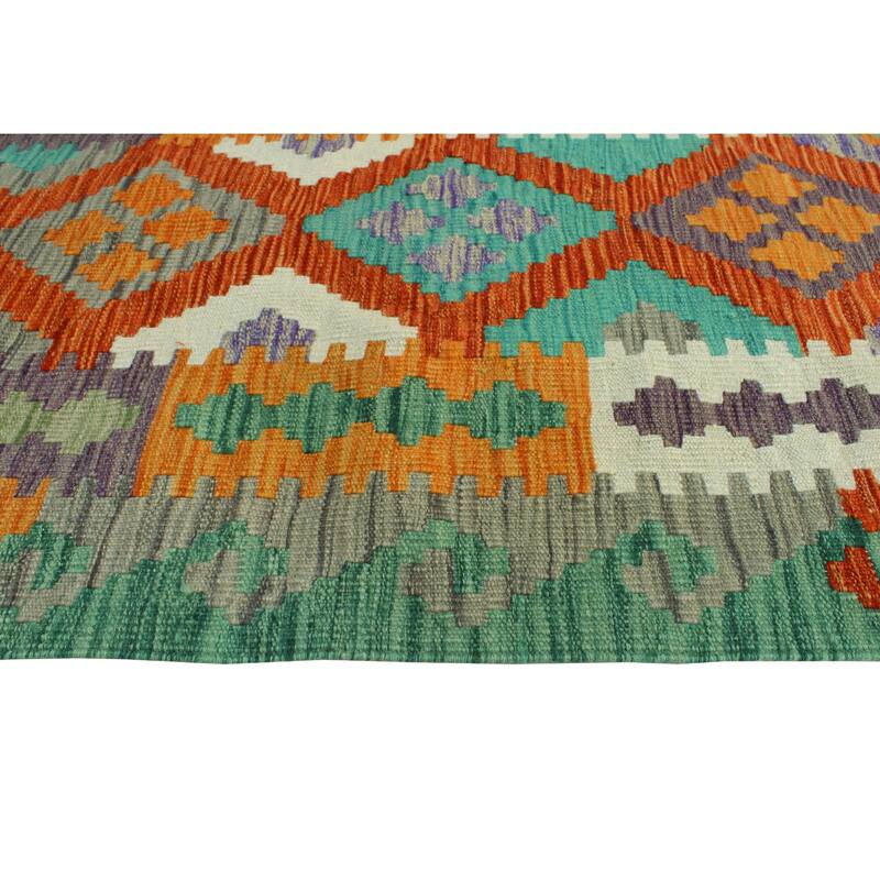 Flatweave Rashid Rust/Green Runner - 2'8" x 9'9"