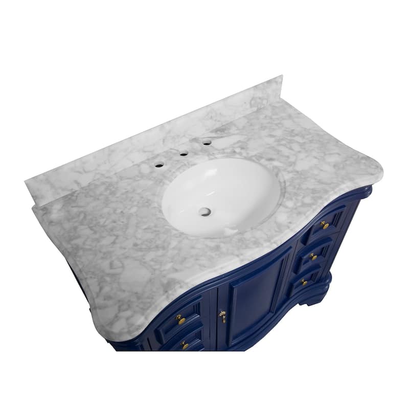 KitchenBathCollection Katherine 42" Bathroom Vanity with Carrara Marble Top
