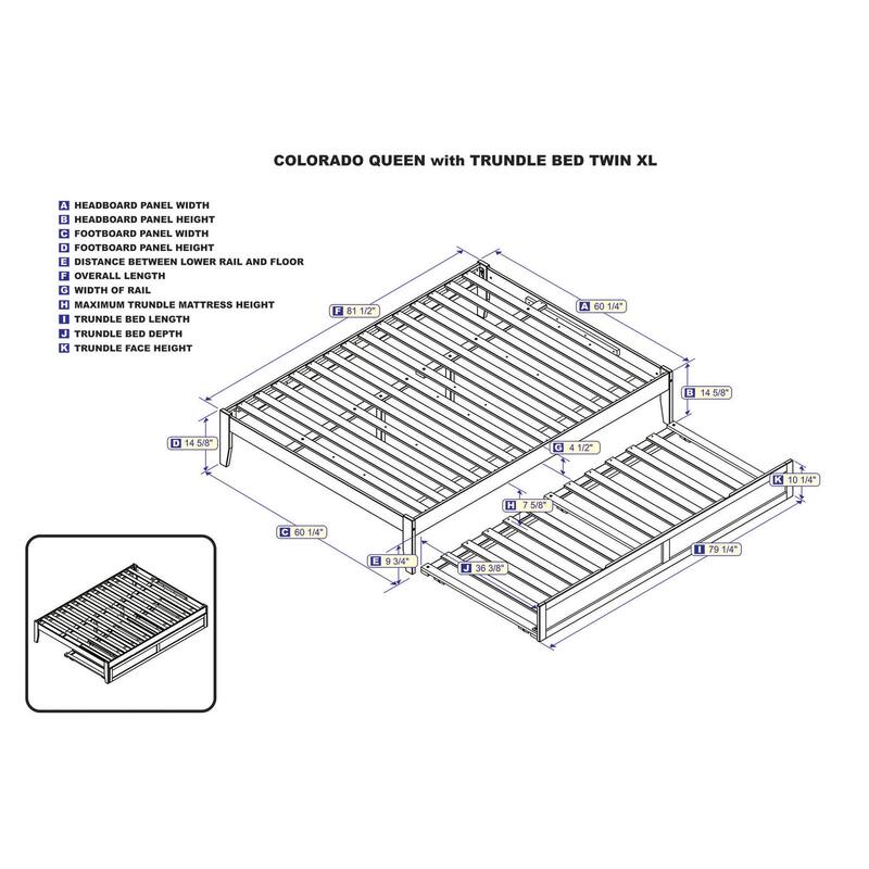Queen Bed Frame with Trundle & USB Charger - Modern Platform Bed, Easy Assembly