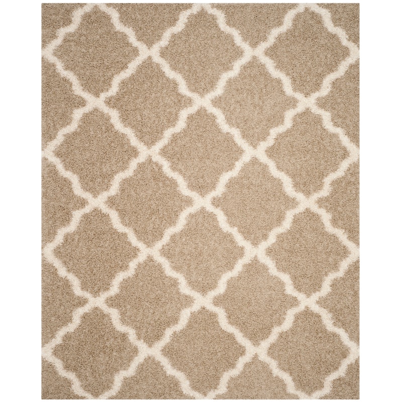 SAFAVIEH Dallas Shag Hacer Trellis 1.5-inch Thick Rug - 2' 3" x 4' - Beige/Ivory - Runner/Rectangle