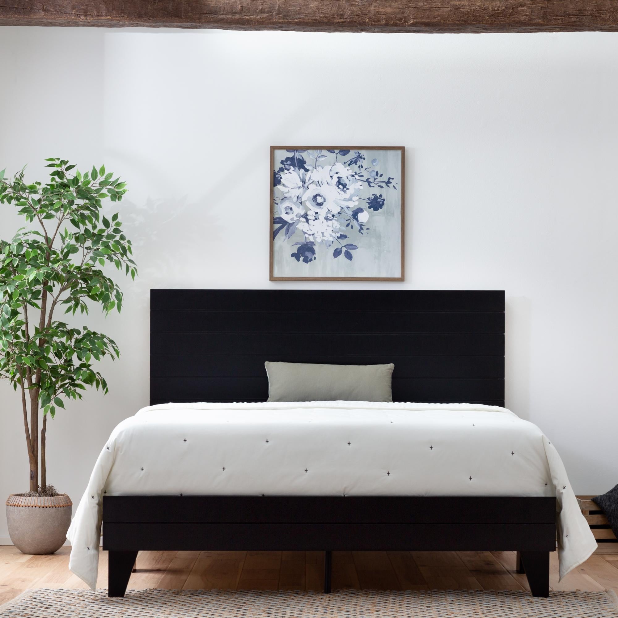 Dark wood sales panel bed