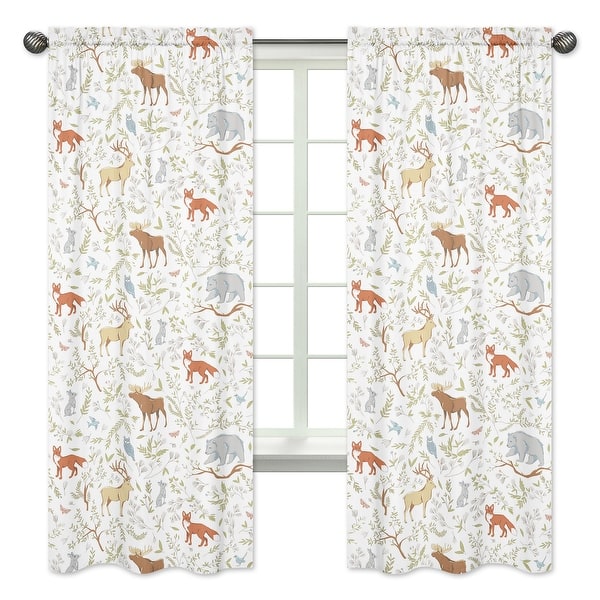 slide 2 of 5, Sweet Jojo Designs Woodland Toile 84-inch Window Treatment Curtain Panel Pair