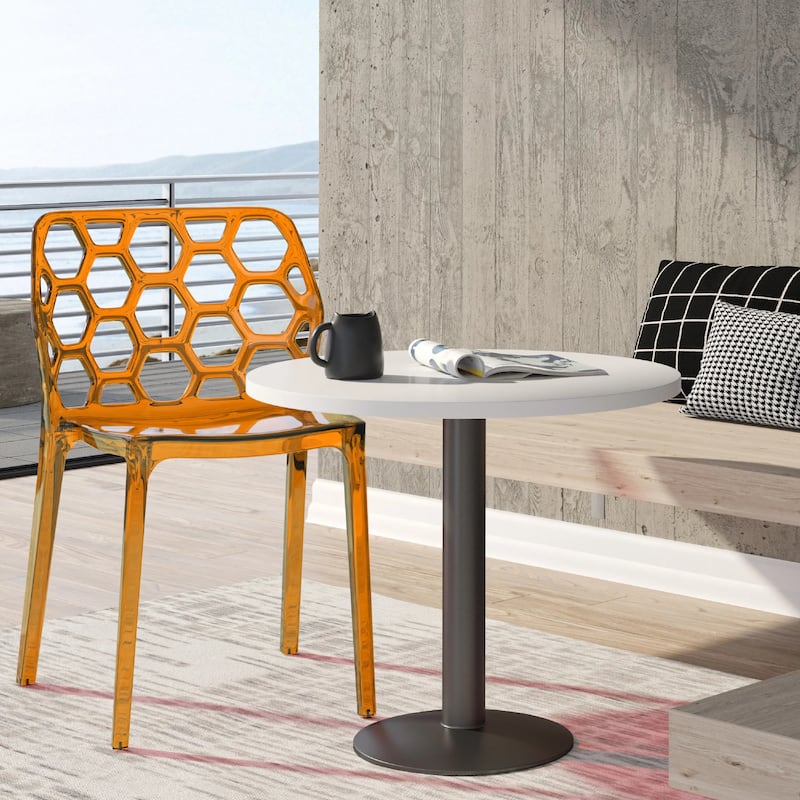 Dynamic Modern Transparent Honeycomb Cut Out Lucite Stackable Dining Chair for Home Dining Rooms Patio Commercial Event Seating
