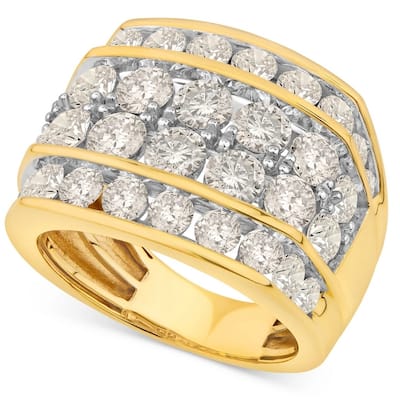7Ct Diamond Men's Four Row Anniversary Ring in 10k Yellow Gold