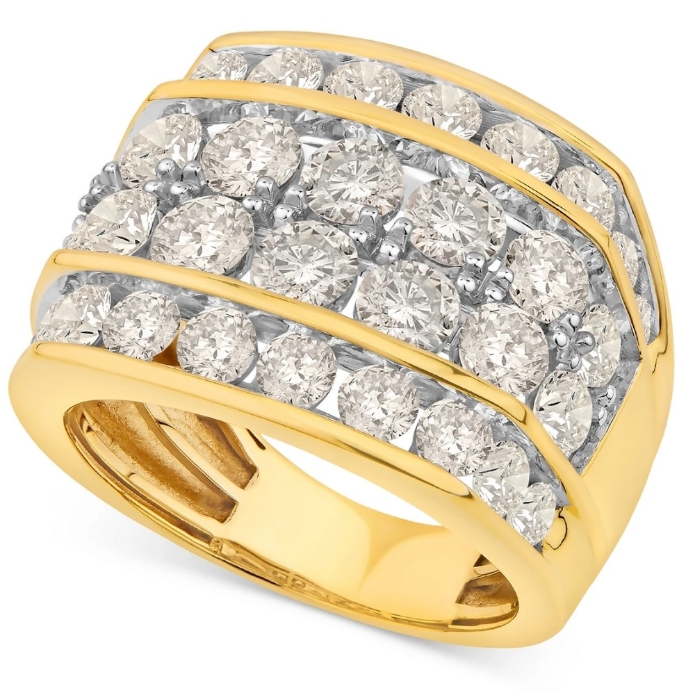 Bliss Diamond 7Ct Diamond Men's Four Row Anniversary Ring in 10k Yellow Gold