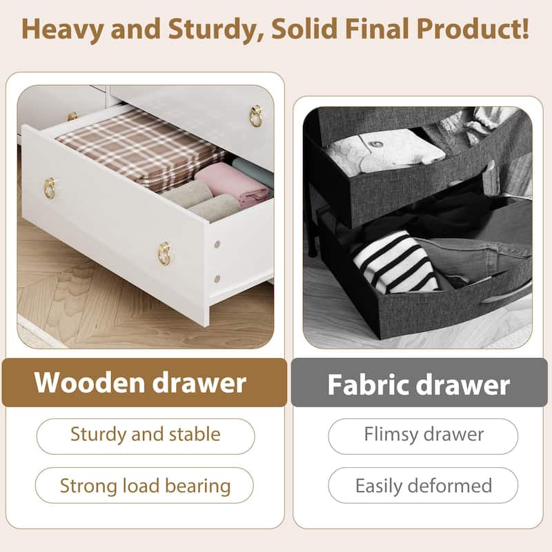 6 Dresser for Bedroom, Drawer Dresser with Storage Freestanding, Wooden Closet Storage Chest for Living Room