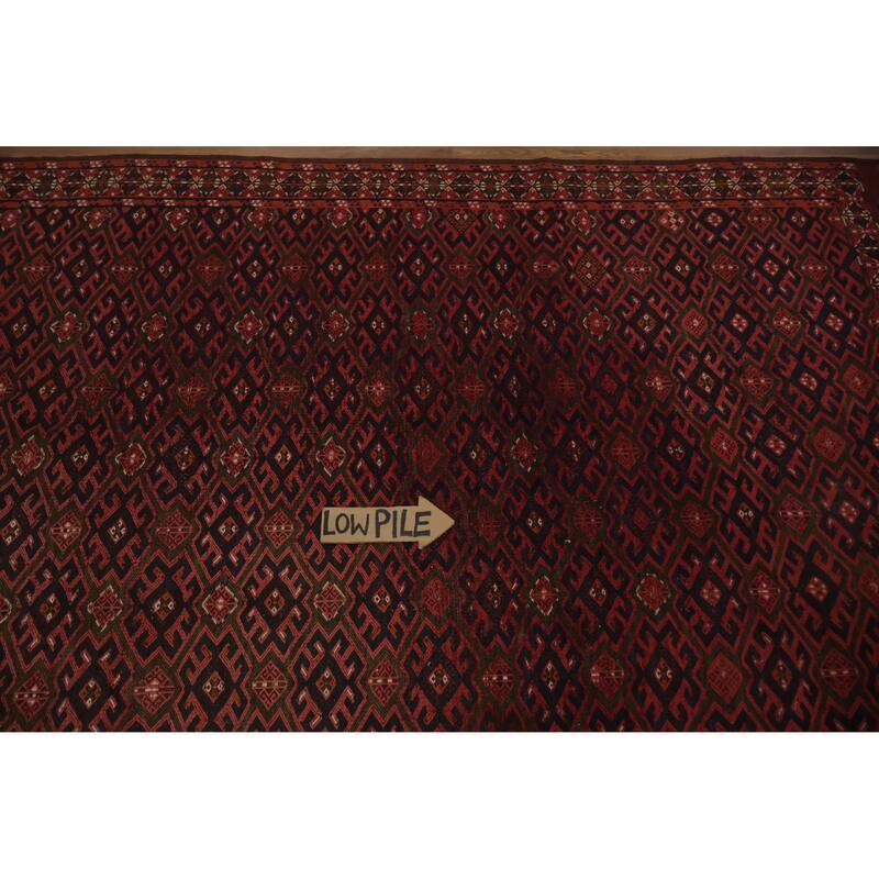 Hand Knotted Oriental 100% Wool Carpet Traditional All-Over Red Sumak Area Rug - 10' 7'' X 6' 9''