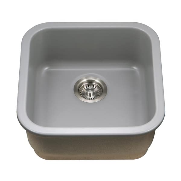 slide 2 of 11, Houzer Platus 18-7/8" Undermount Single Basin Fireclay Bar Sink Gray