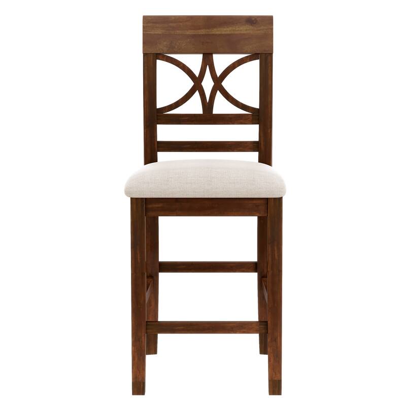Wood Dining Table Set with Bench and 4 Chairs, 6-Piece, Counter Height