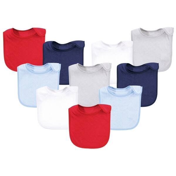 slide 1 of 1, Hudson Baby Infant Boy Rayon from Bamboo Terry Bibs, Blue Red, One Size - Blue Red - One Size One Size - Blue Red