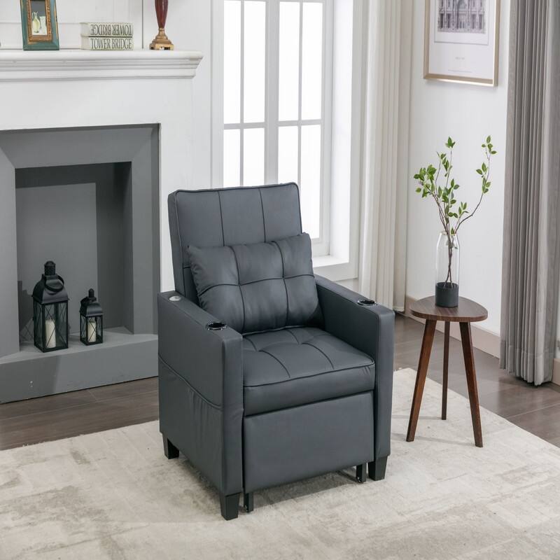 3-in-1 Pull Out Sleeper Chair Beds with USB Ports - Black