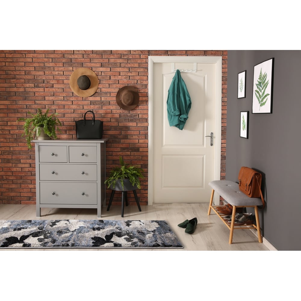 Brookfield Collection - Blue/Cream/Black Floral Rug