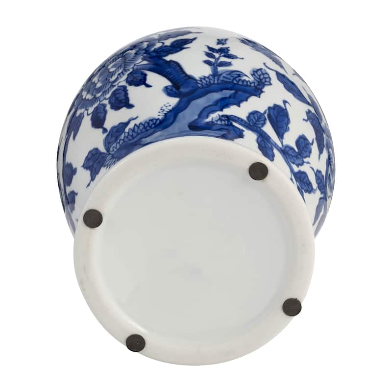 Sagebrook Home Chinoiserie Blue & White Ceramic Lidded Jar