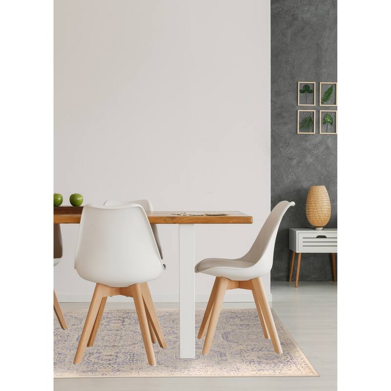 ECARPETGALLERY Hand Loomed Elysian Cream Silk, Wool Rug - 5'3 x 7'6