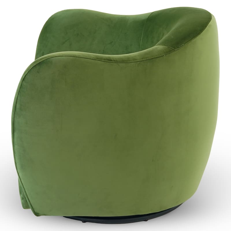 Adeline Mid-Century Modern Upholstered Swivel Chair in Green Velvet