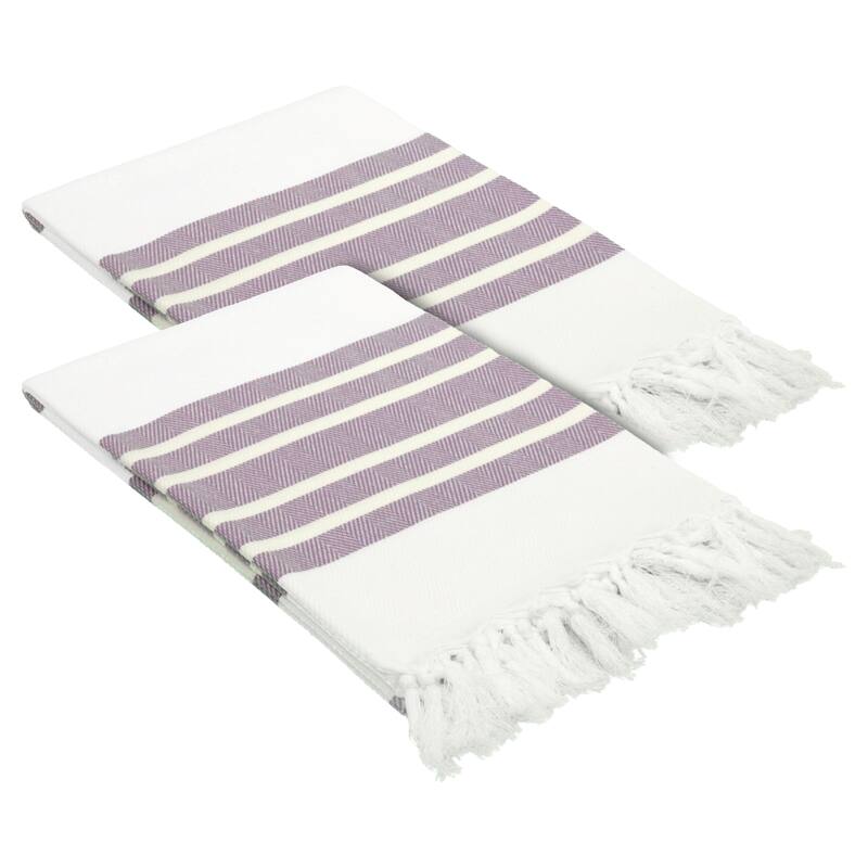 Authentic Hotel and Spa Turkish Cotton Herringbone Pestemal Beach Towel (Set of 2)