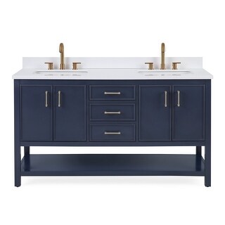 60" Tennant Brand Felton Navy Blue Finish Double Sink Bathroom Vanity