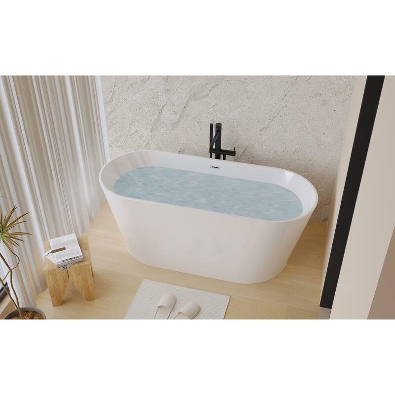 GDFStudio - Lillian Modern Freestanding Acrylic Soaking Bathtub with Ergonomic Comfort Design