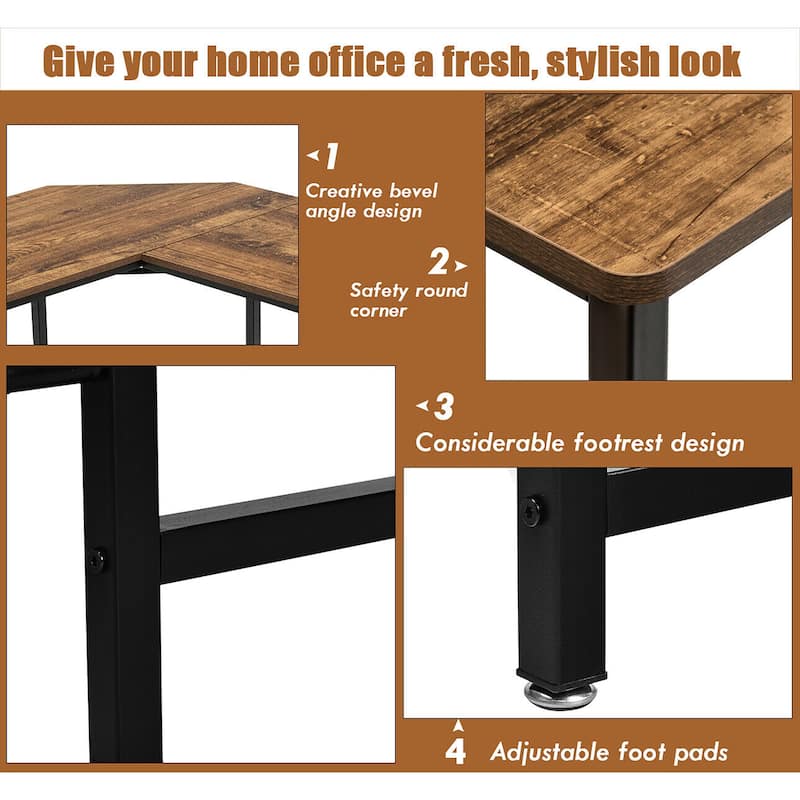 Costway L-Shaped Computer Desk Corner Workstation Study Gaming Table