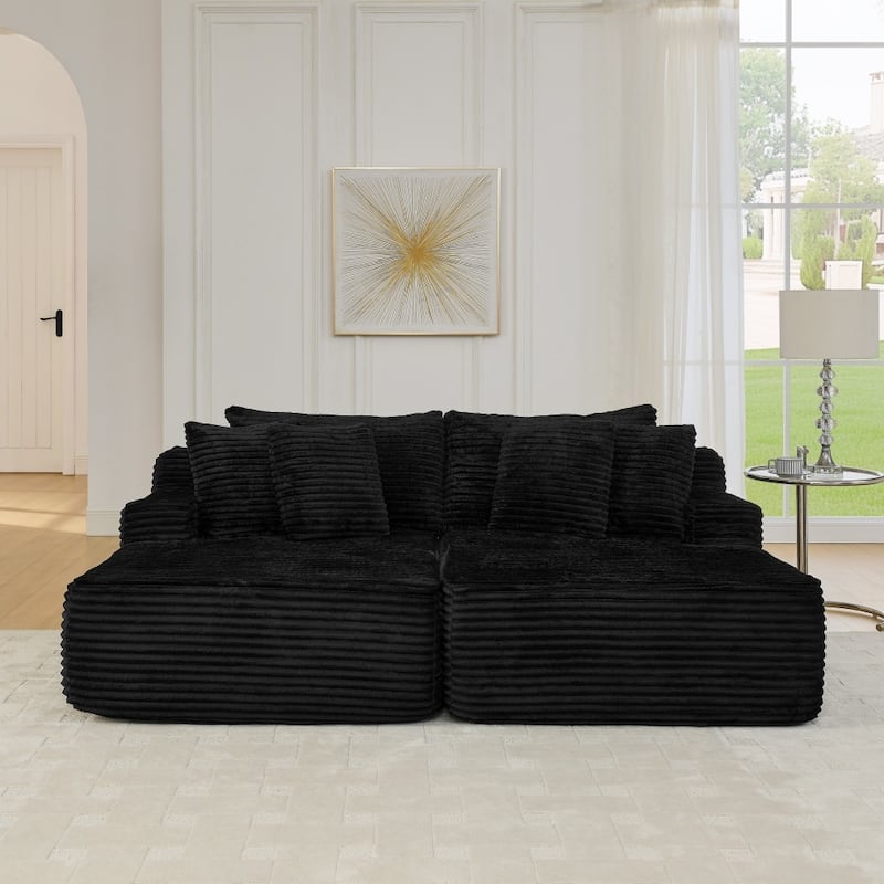 Compressed Two-seater Lazy Velvet Fabric Sofa Lounge Chair