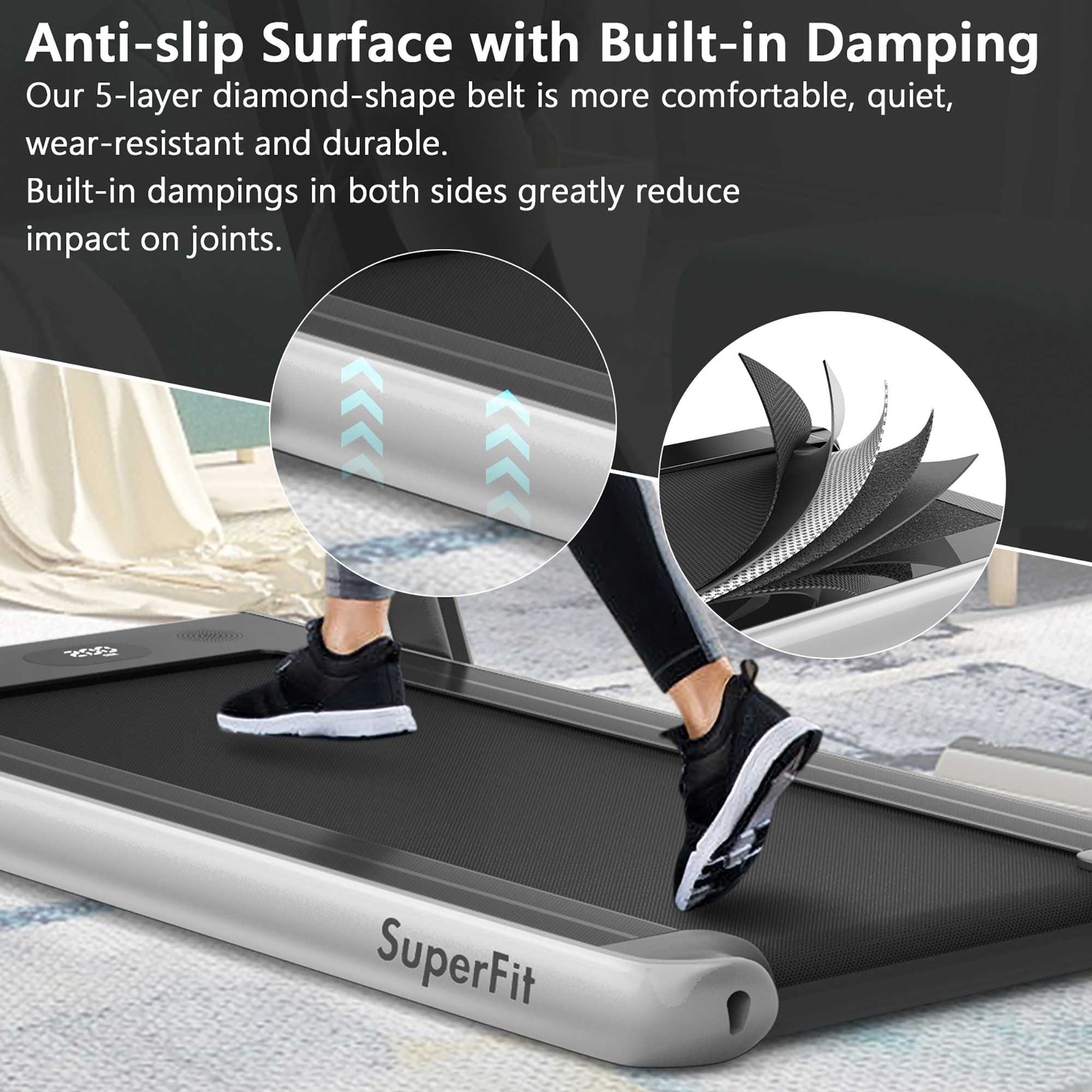 SuperFit 2.25HP 2 in 1 Dual Display Folding Treadmill Jogging