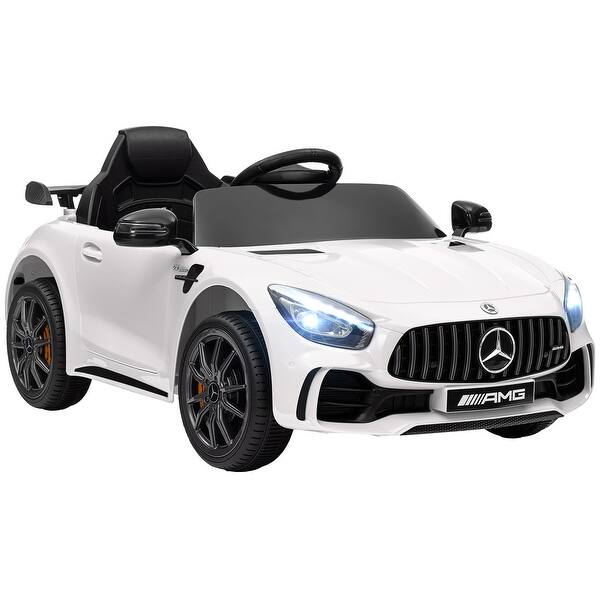 slide 2 of 11, Licensed Mercedes-Benz AMG GTR 12V Kids Electric Car with Remote, 3 Speeds, and Interactive Features - White White
