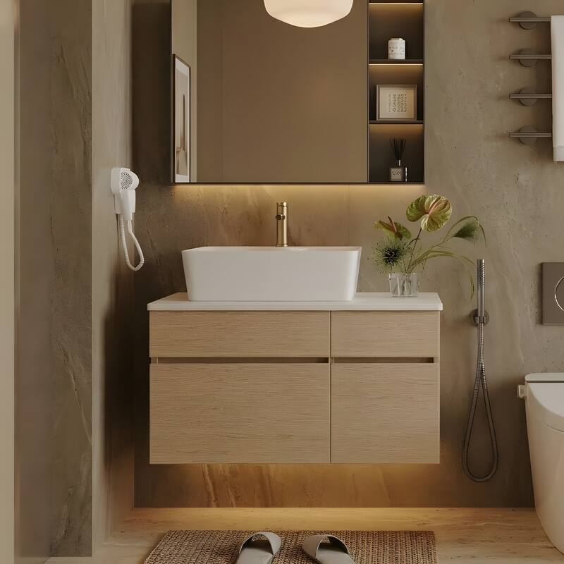 31.5 Inches Floating Single Small Bathroom Vanity with Sink