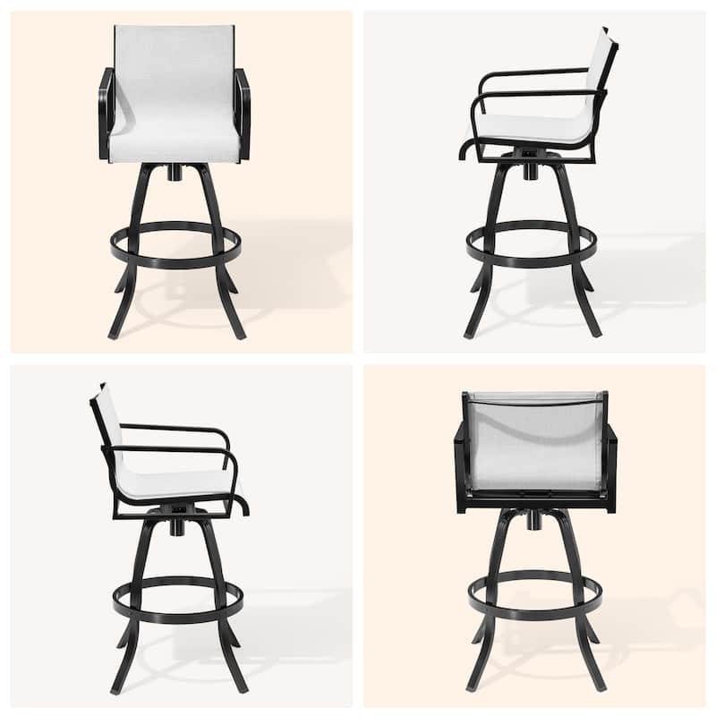 Outdoor Barstools with Back, Bar Stools Swivel Bar Chairs Set of 4, Bar Height, with Sunbrella Textilene Mesh - See Picture