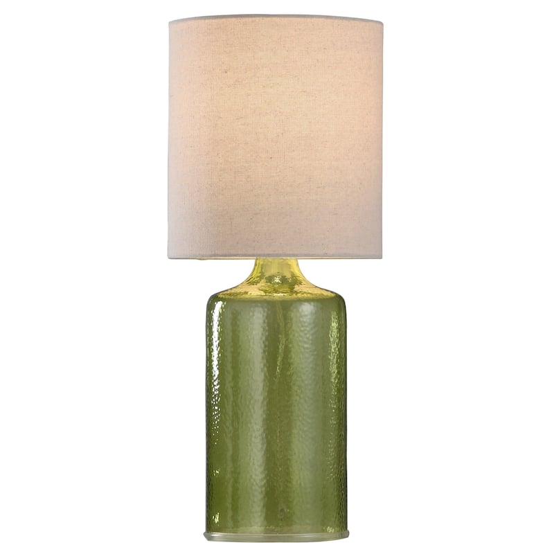 Seeded Glass Table Lamp - Meadow Green Finish - Taupe Hardback Fabric Shade