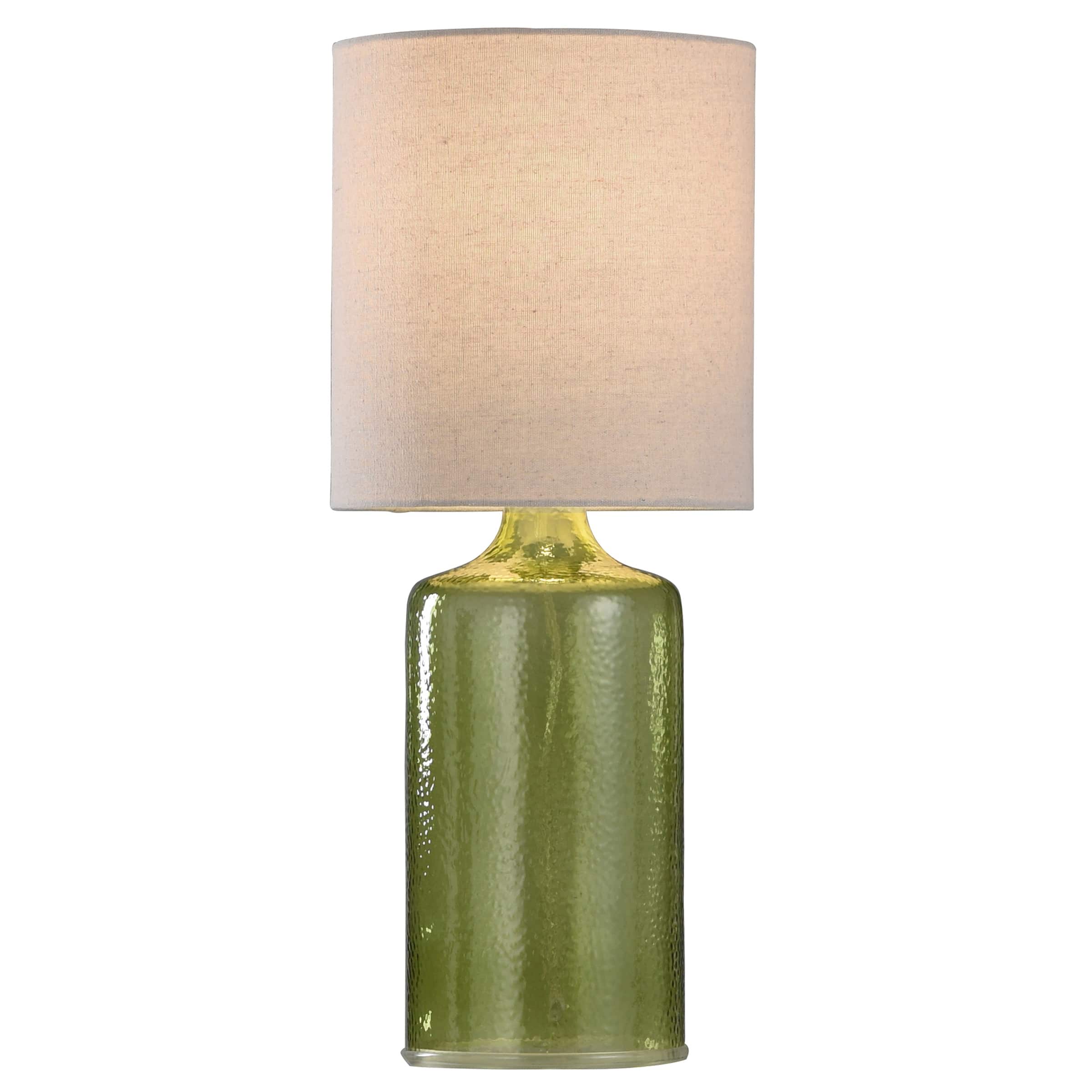 Seeded Glass Table Lamp Meadow Green Finish Taupe Hardback Fabric