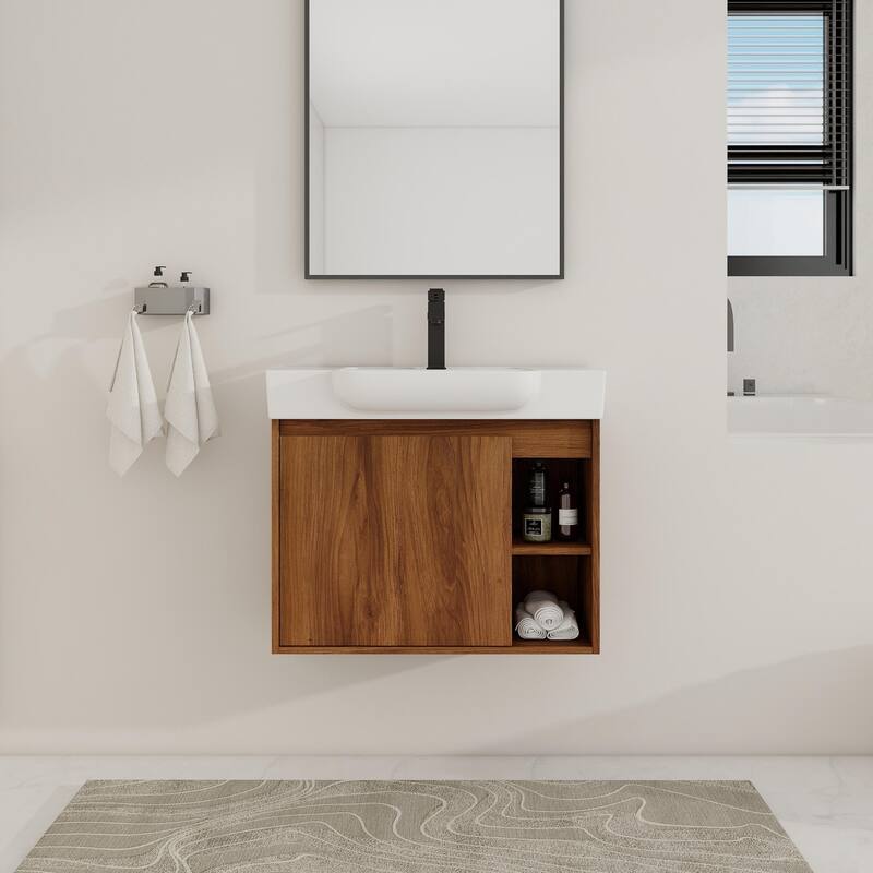 ARTCHIRLY 24/28 Inch Bathroom Vanity with Sink, Floating Bathroom Vanity with Soft Close Door
