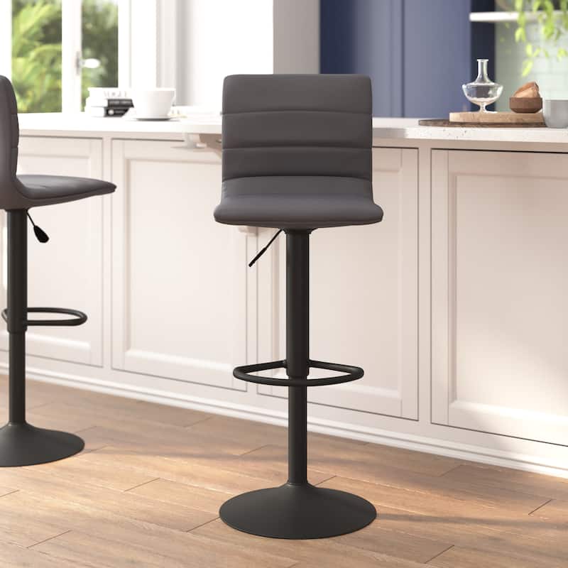Modern Vinyl Stitch Back Adjustable Height Barstool - 16"W x 19"D x 35" - 44"H