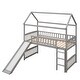 preview thumbnail 3 of 7, Twin Size Loft Bed with Slide, House-shaped Bed with Ladder, Pine Wooden Bed with Guardrails for Bedroom, Grey